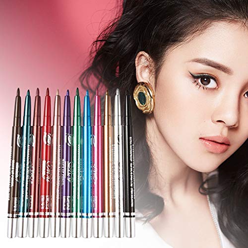 BeIilan 12 Colores/Set Delineador de Ojos automático telescópica rotación delineador de Ojos cosméticos rotación Delineador de Labios, Sombras de Ojos lápices cosméticos Pen Kit de Maquillaje