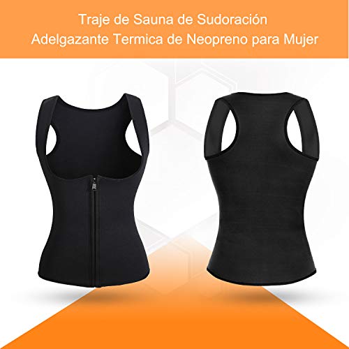 Bingrong Chaleco Neopreno Sauna Mujer Fajas Reductoras Adelgazantes Mujer Compresion para Adelgazante Sudoración para Deporte Fitness (Negro, Small)