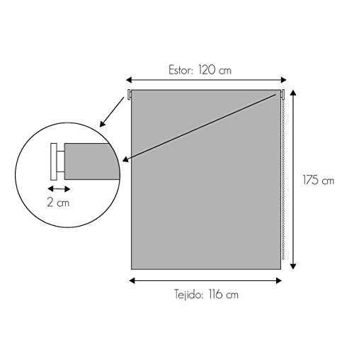 Blindecor Ara - Estor enrollable translúcido liso, Marrón Claro, 120 x 175 cm (ancho x alto)