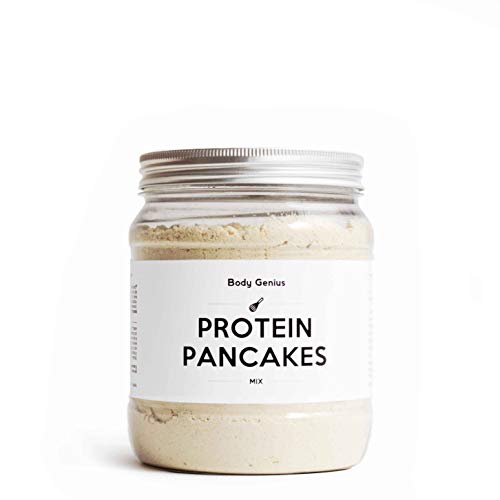 BODY GENIUS Protein Pancakes (Queso Pecorino). 400g. Tortitas Proteicas Saladas. Fáciles de Hacer. Con Proteína Whey Isolate, Harina de Avena, Clara de Huevo y Aceite de Oliva Virgen. Hecho en España.