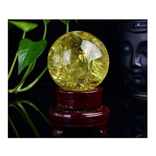 Bola de Cristal Natural hielo agrietado bola de cristal Bola de cristal con la base de Feng Shui Oficina de bola suerte de bola áspera regalo del hogar Pulido Esfera Lente Decoración Oficina