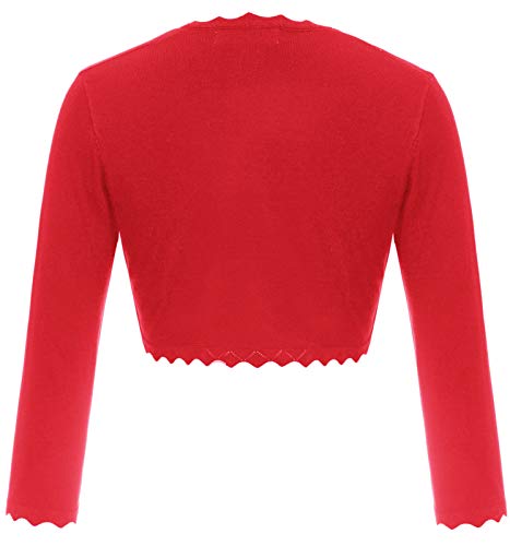 Bolero Woman 3/4 Mangas Chaqueta de Punto para Blusa Corta Corta Roja M CL10960-4