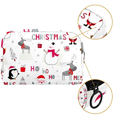 Bolsa de maquillaje con diseño de personajes de Navidad, de tela Oxford, para mujer, con cremallera negra, portátil, neceser de viaje