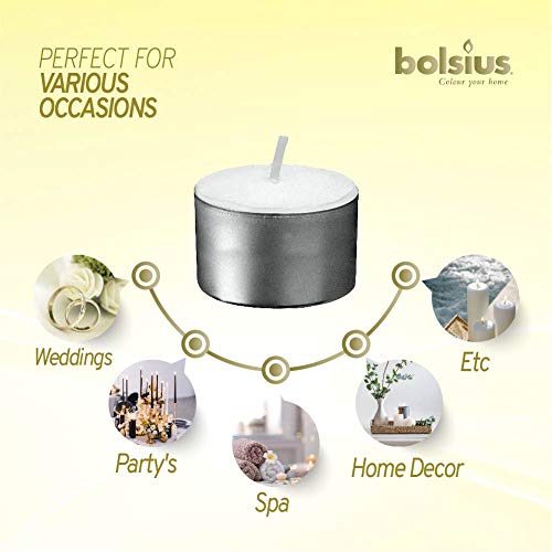 Bolsius – Vela perfumada 103630519700 Velas, Cera de parafina, Blanco, Paquete de 50