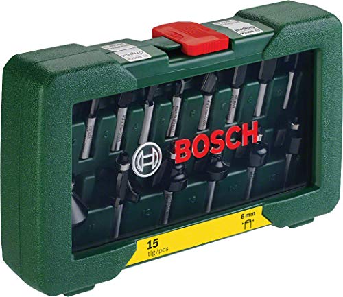 Bosch - Pack de 15 fresas con inserción de 8 mm