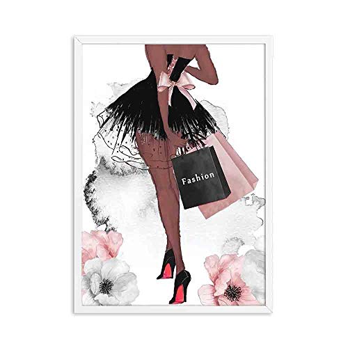 Botella de perfume Cartel nórdico Arte de la pared Moda Tacones altos Impresión de la lona Pintura Mujer Imágenes para la sala Decoración moderna SIN marco 35 * 50 cm * 3