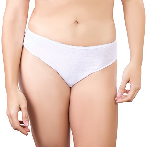 Bragas Desechables Súper Suave y Ligera de Algodón para Mujer (Lote de 5) - Ropa Interior de un Solo Uso para Maternidad Hospitales Viajes SPA Masajes (1) Small Caderas 91-94 cm, Blanco