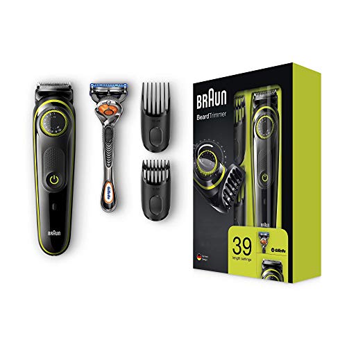 Braun BT3041 - Máquina Cortar Pelo, Recortadora de Barba y Cortapelos Cuchillas Afiladas de Larga Duración, Maquinilla Gillette Fusion5 ProGlide con Tecnología FlexBall de Regalo, Negro/Verde