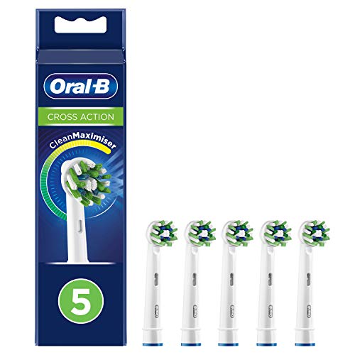 Braun Oral-B 4210201316510 CrossAction - Cabezales para cepillo de dientes eléctrico con cerdas Cleanmaxi para limpieza bucal completa (5 unidades)