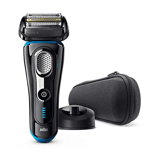 Braun Series 9 9240 s - Afeitadora eléctrica para hombre de lámina, en húmedo y seco, máquina de afeitar barba con base cargadora, negro/azul, sólo recargable, inalámbrico