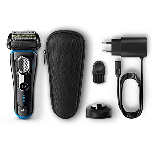 Braun Series 9 9240 s - Afeitadora eléctrica para hombre de lámina, en húmedo y seco, máquina de afeitar barba con base cargadora, negro/azul, sólo recargable, inalámbrico