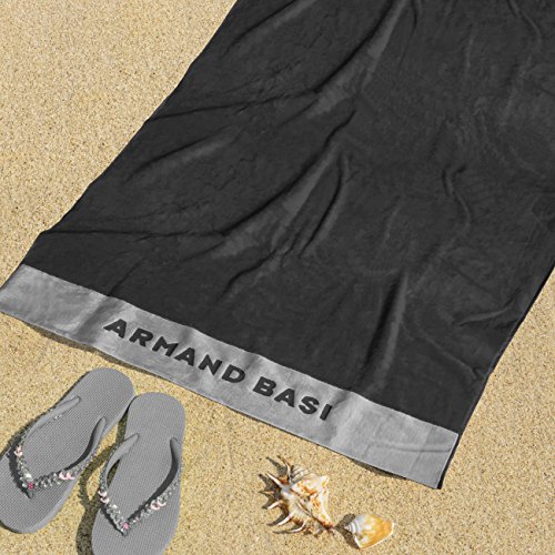 Burrito Blanco Armand Basi Toalla de Playa/Toalla de Piscina 62 Grande Lisa Algodón 100% con Tacto de Terciopelo Rectangular de 100x180 cm, Gris Oscuro