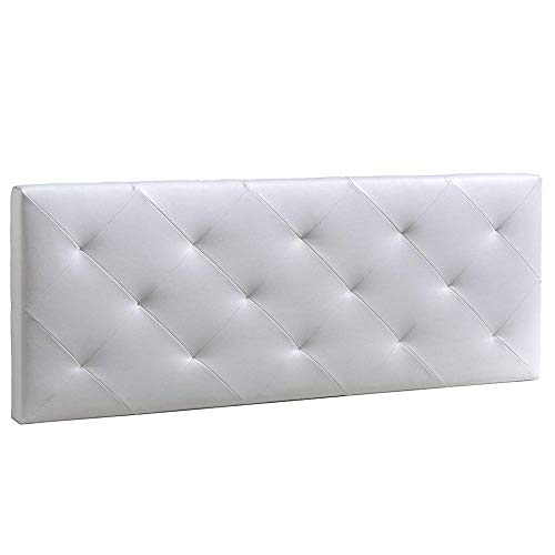 Cabecero tapizado Rombo 140X60 cm Blanco, para Cama de 135 cm, Acolchado con Espuma, 8 cm de Grosor, Incluye herrajes para Colgar