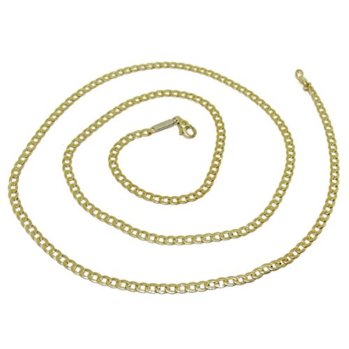 Cadena de Oro Amarillo de 18k para Hombre Maciza Tipo barbada de 60cm de Larga y 3mm de Ancha