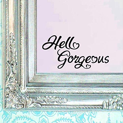 Calcomanía Decorativoetiqueta De Cristal De Espejo De Baño"Hello Gorgeous", Etiqueta De Pared Decorativa Creativa En Inglés