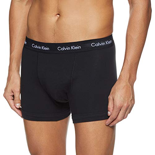 Calvin Klein Hombre - Pack de 3 bóxers de tiro medio - Cotton Stretch, Azul (Black/Blue Shadow/Cobalt Water Dtm Wb 4Ku), XL, (Pack de 3)