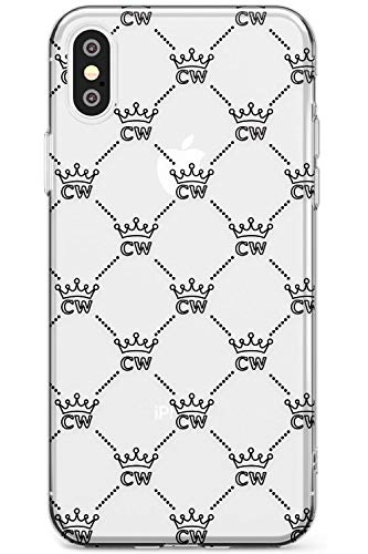 Case Warehouse Patrón de la Corona Personalizada - Claro Slim Funda para iPhone XS TPU Protector Ligero Phone Protectora con Personalizado Nombre Iniciales