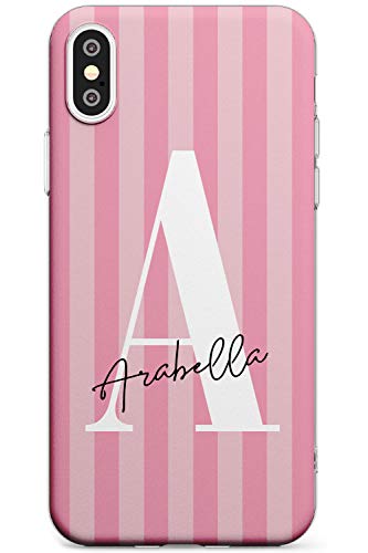 Case Warehouse Personalizado Rosa Raya Letra Grande Slim Funda para iPhone XS TPU Protector Ligero Phone Protectora con Femenino Diseñador Monograma Nombre De