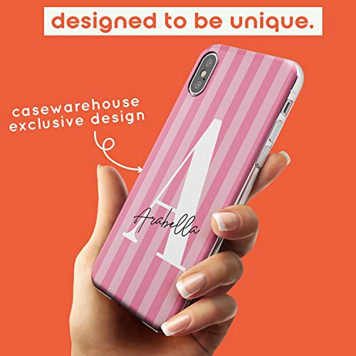 Case Warehouse Personalizado Rosa Raya Letra Grande Slim Funda para iPhone XS TPU Protector Ligero Phone Protectora con Femenino Diseñador Monograma Nombre De