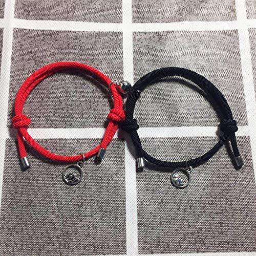 CASSIECA 4Pcs Pulsera Magnética Atracción Mutua Pulsera Roja Amuleto del Parejas Pulsera Cordón Unisex Pulsera Ajustable para Mujeres Hombres Tibetano Pulsera Amistad