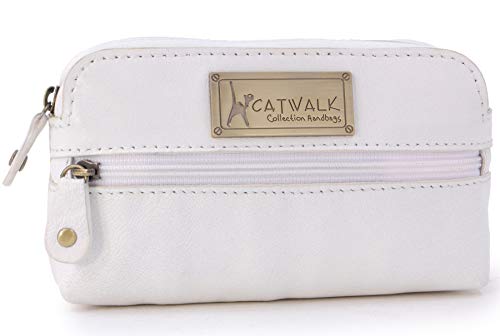 CATWALK COLLECTION - Estuche compacto para cámara - Cuero genuino - Bolsa de accesorios para bolso - Bolso de viaje pequeño - Multiuso - SAVANNAH - Blanco