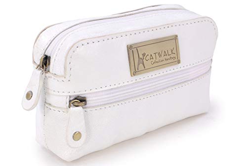 CATWALK COLLECTION - Estuche compacto para cámara - Cuero genuino - Bolsa de accesorios para bolso - Bolso de viaje pequeño - Multiuso - SAVANNAH - Blanco