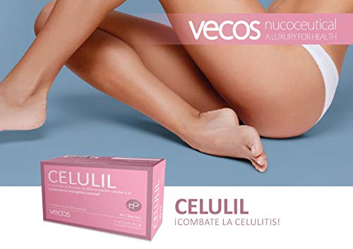 Celulil Vecos para combatir la celulitis y la piel naranja - Anticelulítico y reductor intensivo que alisa y tonifica la piel – 100% natural – 90 cápsulas