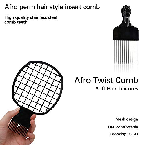 Cepillo de Esponja para el Cabello y Peine Afro, 4 Cepillos de Esponja para Rizar Afro, Herramienta de Peluquería Natural para el Hogar, Rastas, Rizos, Ondas, Peluca