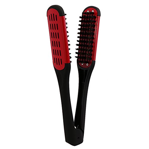 Cepillo Plancha de Pelo De Desenredar Peine Alisador Para Todo Tipo de Cabello Rojo