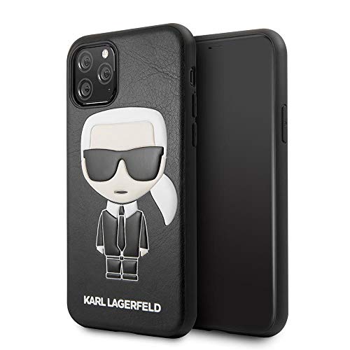 CG Mobile Karl Lagerfeld - Carcasa rígida de piel sintética para iPhone 11 Pro, diseño en relieve, color negro