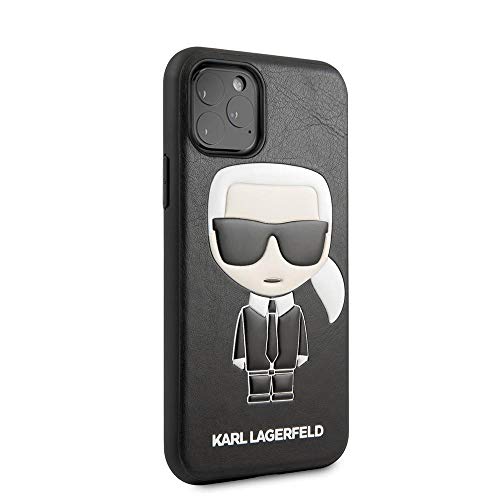 CG Mobile Karl Lagerfeld - Carcasa rígida de piel sintética para iPhone 11 Pro, diseño en relieve, color negro