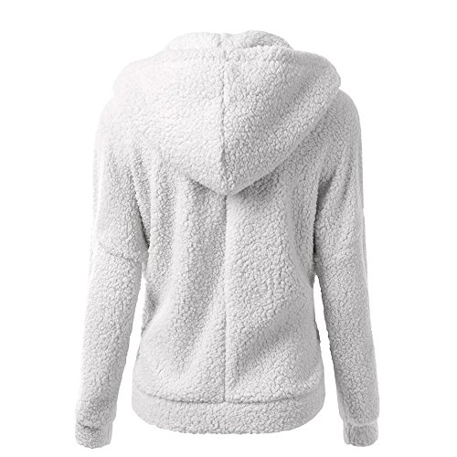 Chaqueta Mujeres de Invierno de Lana Cálida Cremallera Abrigo con Capucha Casual Suéter Abrigo de Algodón Outwear Hoodie riou