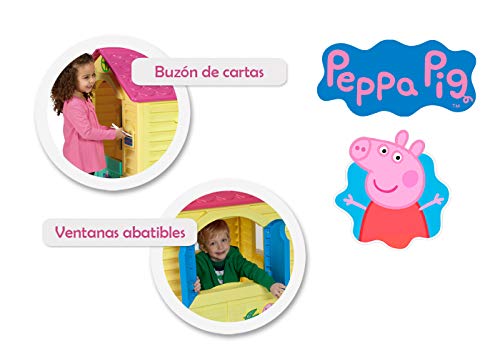 Chicos Peppa Pig Casita Infantil de Exterior, Color Amarilla con tejado Rosa (La Fábrica de Juguetes 89503)