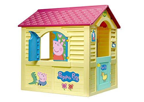 Chicos Peppa Pig Casita Infantil de Exterior, Color Amarilla con tejado Rosa (La Fábrica de Juguetes 89503)