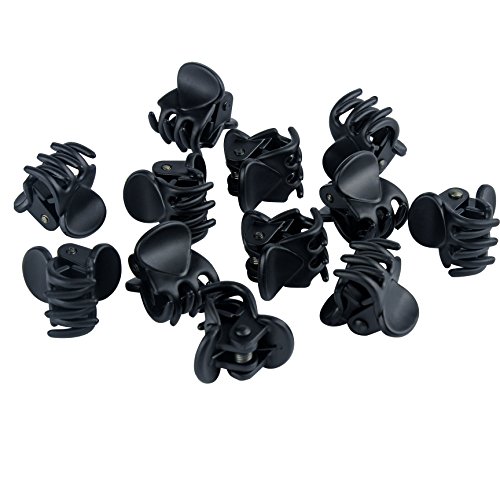 CINEEN 12Pcs Garra de Pelo Negro Plástico Mini horquilla 6 garras del pelo Pinza Abrazadera para las mujeres