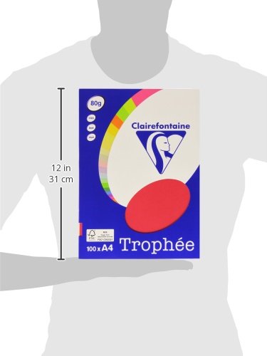 Clairefontaine Trophée - Mini resma de papel, 100 hojas, A4, 21 x 29.7 cm, color rojo grosella