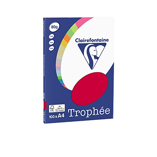 Clairefontaine Trophée - Mini resma de papel, 100 hojas, A4, 21 x 29.7 cm, color rojo grosella