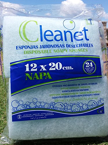 Cleanet: esponja jabonosa desechable napa 12x20 90grs. 10pqs x 24uds (240). Envío gratis