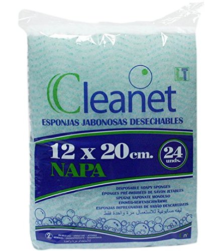 Cleanet: esponja jabonosa desechable napa 12x20 90grs. 10pqs x 24uds (240). Envío gratis