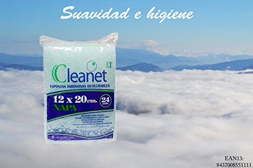 Cleanet: esponja jabonosa desechable napa 12x20 90grs. 10pqs x 24uds (240). Envío gratis