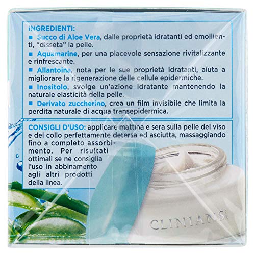 CLINIANS HYDRA PLUS, crema facial hidratante ligera para pieles normales o mixtas, con Jugo de Aloe Vera y Aguamarina, 50 mL