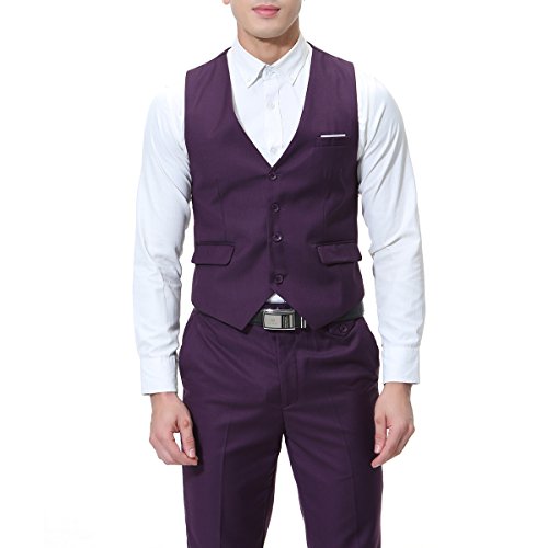 Cloud Style - Traje de 3 piezas con chaqueta, chaleco y pantalones, para hombre, corte moderno morado morado M