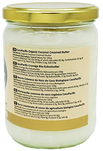 CocoPacific - Crema de manteca de coco bio, 500 ml