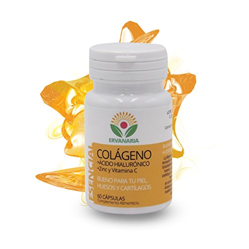 Colágeno Hidrolizado Ácido Hialurónico, Zinc Vitamina C .60 Cáp. Mejora Elasticidad Y Salud de Cartílagos, Articulaciones, Tendones y Huesos. AntiEdad de la piel y Antioxidante Contra las arrugas.