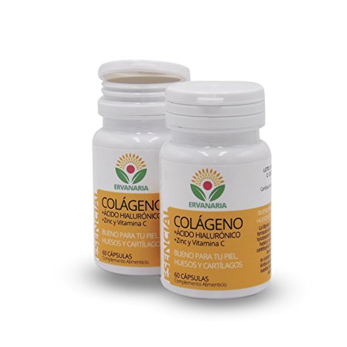 Colágeno Hidrolizado Ácido Hialurónico, Zinc Vitamina C .60 Cáp. Mejora Elasticidad Y Salud de Cartílagos, Articulaciones, Tendones y Huesos. AntiEdad de la piel y Antioxidante Contra las arrugas.