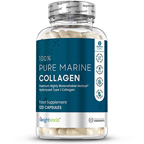 Colágeno Hidrolizado Marino Dosis Alta de 1755 mg 120 Cápsulas | 100% Péptidos Colágeno Marino Puro Natural, Para Huesos, Cartílagos, Articulaciones Y Piel, Suplemento Antiarrugas y Antiedad