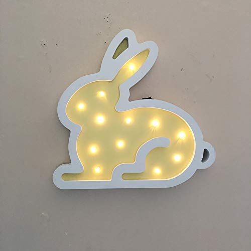 Conejito de Pascua LED iluminado Decoración de Madera Niños Dormitorio Lámpara de Mesa Bebé Sala de Bebé Luz de Pared Marquee Signos