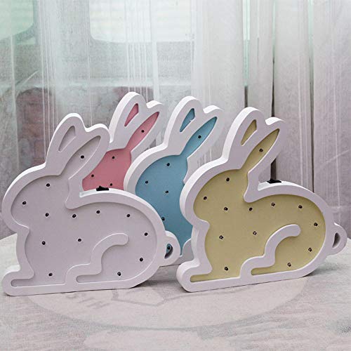 Conejito de Pascua LED iluminado Decoración de Madera Niños Dormitorio Lámpara de Mesa Bebé Sala de Bebé Luz de Pared Marquee Signos