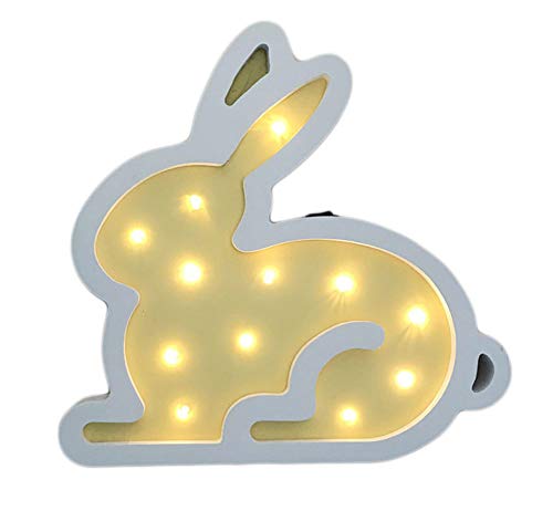 Conejito de Pascua LED iluminado Decoración de Madera Niños Dormitorio Lámpara de Mesa Bebé Sala de Bebé Luz de Pared Marquee Signos