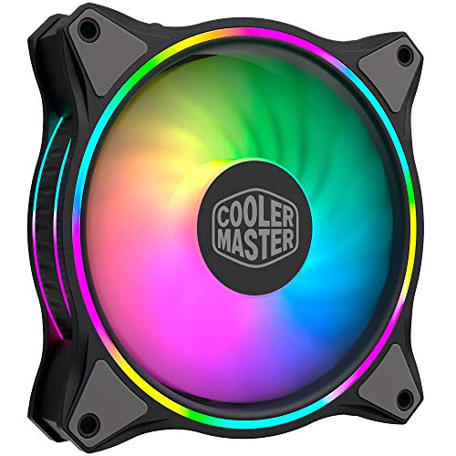 Cooler Master MasterFan MF120 Halo Duo-Ring Addresable RGB Lighting 120 mm Fan, Almohadillas de Goma absorbentes, 4 Pines 12 V PWM Static Pressure for Computer Case & Liquid (MF120 Halo)